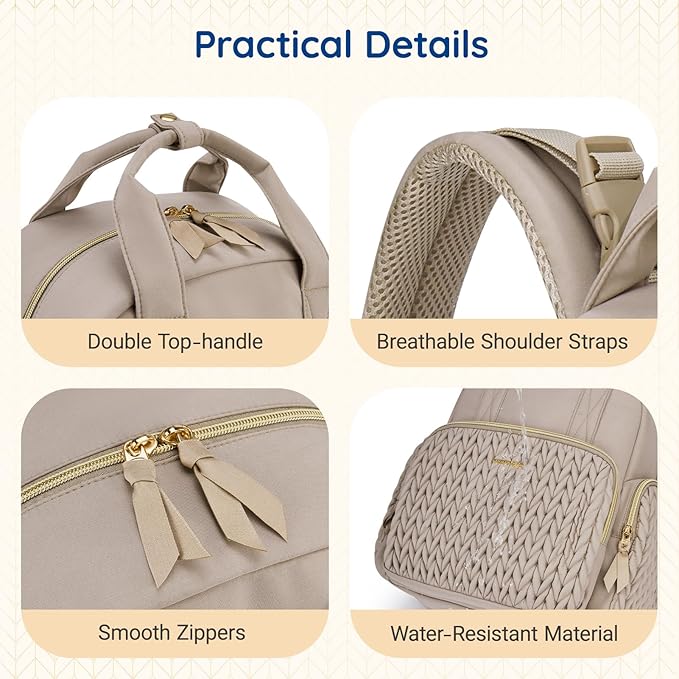 mommore Diaper Bag Backpack Small Diaper Backpack Mini Travel Baby Bag Quilted Diaper Bag with Insulated Pockets, Stroller Straps