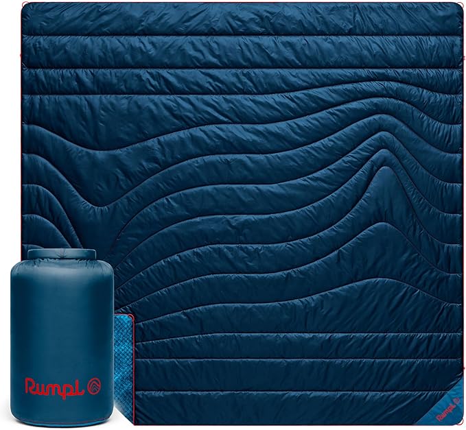 Rumpl Fleece Puffy Blanket with Fleece Liner and Weather Resistant Shell, 2-Person, Deepwater