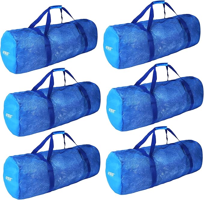 Blue Heavy-Duty Large Mesh Sports Duffle Bag, Dry Bag, Diving Equipment Scuba Bag with Zipper. Great for Gym Workout, Sport Balls Storage, Scuba Gear, Snorkeling, Water Sports and Travel