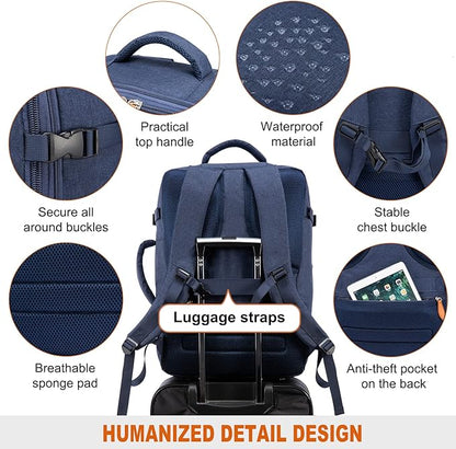 LOVEVOOK Carry on Backpack, 45L Large Travel Backpack for Women Men Airline Approved, Expandable Large Suitcase Backpacks With 4 Packing Cubes, Aer Travel Pack 3, Water Resistant Weekender Bag