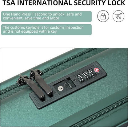 Carry On Luggage, 20 Inch Top Opening Aluminum Frame Lightweight Airline Approved ABS+PC Hard Shell Suitcases with Silent Wheels, TSA Lock, Front Pocket & Wet-dry Separated Six-piece Set