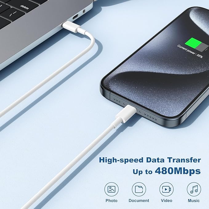 10FT Fast Charging Cord for iPhone 17 16e 15,3Pack Extra Long 10Foot USB C to Type C Charger Cable 20W USBC Charger Block Cube Super Quick Charging for iPhone 17 Air/17 16 15 Pro/Plus/Pro Max,iPad Pro