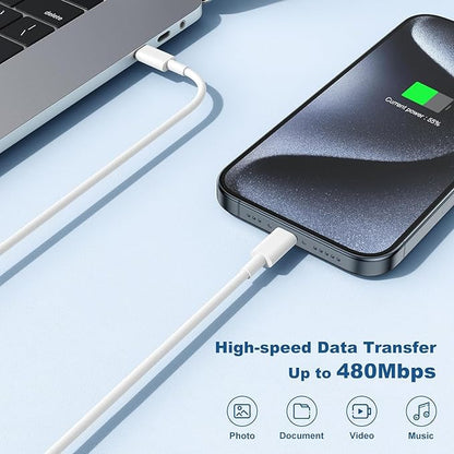 10FT Fast Charging Cord for iPhone 17 16e 15,3Pack Extra Long 10Foot USB C to Type C Charger Cable 20W USBC Charger Block Cube Super Quick Charging for iPhone 17 Air/17 16 15 Pro/Plus/Pro Max,iPad Pro