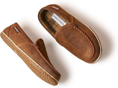 Minnetonka Men's Tilden Moccasin Suede Indoor and Outdoor Slippers