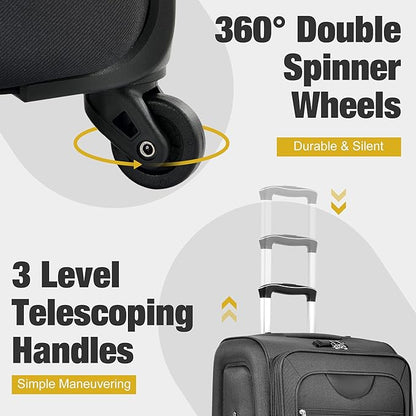 Luggage Sets 5 Piece Softside Expandable Lightweight Durable Softshell Suitcase Sets Spinner Wheels TSA Lock