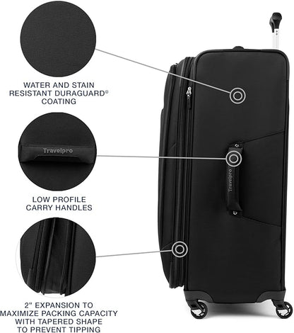 Travelpro Maxlite 5 Softside Expandable Luggage with 4 Spinner Wheels, Lightweight Suitcase, Men and Women, Black, Checked-Large 29-Inch