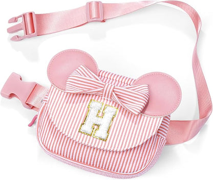 Daughter Gifts - Birthday Gifts for 3 4 5 6 7 8 9 10 11 12 13 Year Old Girls, Initial Fanny Pack Crossbody Bag Belt Bag Purse for Teen Girls Bean Pink H
