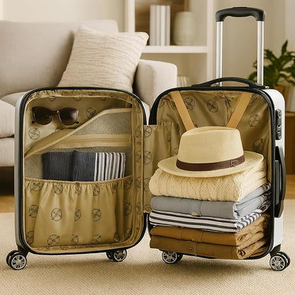 World Traveler Butterfly 20-Inch Carry-On Polycarbonage Hardside Expandable Spinner Luggage with Enhanced Wheel System