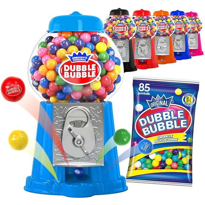 Gumball Machine for Kids 8.5" - Coin Operated Bubble Gum Machine and Toy Bank - Candy Machine Dispenser Includes 45 Gum Balls - Candy Dispenser Machine Gift Toys for Girls and Boys - 8.5" (Light Blue)