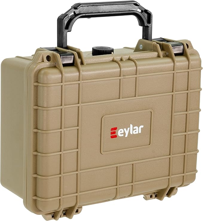 Eylar Protective Camera Hard Case Water & Shock Proof w/Foam, TSA Standards 9.12 inch 7.56 inch 4.37 inch (Tan FDE)
