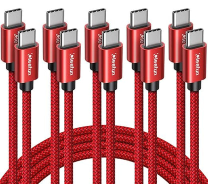 CLEEFUN USB C to USB C Cable 60W, USBC to USBC, [5-Pack, 3 ft] Type C to C Charger Cord Fast Charging for iPhone 16 15 Pro Max/Plus, for iPad/MacBook Pro/Air, for Samsung Galaxy S25 S24 S23