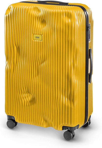 CRASH BAGGAGE Stripe Suitcase | Yellow | 100L | 100% Polycarbonate, TSA-Approved Lock, 360° Spinning Wheels