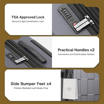 SHOWKOO Luggage Sets 3 Piece Hardside Expandable Lightweight PC Suitcase Sets with Double Spinner Wheels TSA Lock YKK Zipper, Sliver Gray