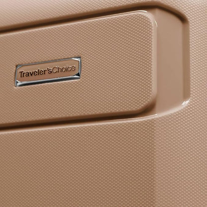 Traveler's Choice Pagosa Indestructible Hardshell Expandable Spinner Luggage, Latte Beige, 22-Inch Carry-on