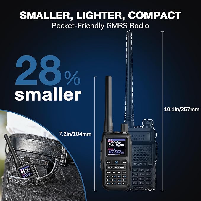 [Chirp Compatible] Baofeng UV-5G Mini GMRS Handheld Radio with BT App Programming, Long Range Walkie Talkie GMRS Repeater Capable, with 8-Band Receiver, Dual PTT, 999 Channels, for Off-Road, 2 Pack