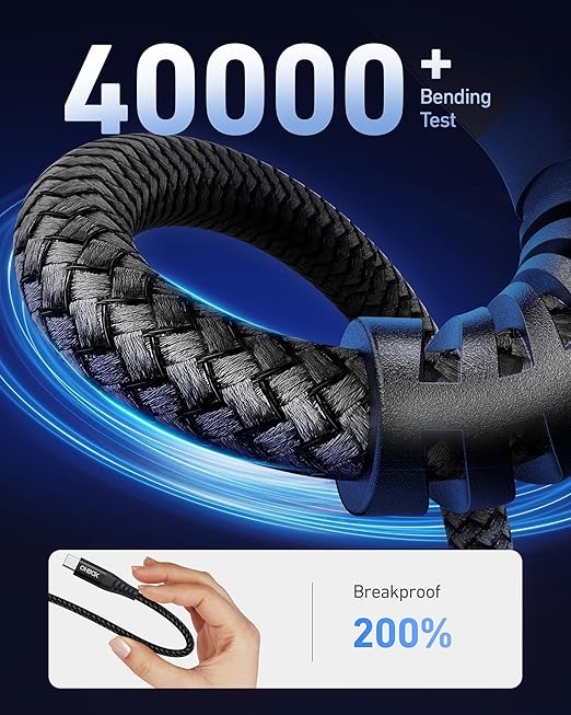 USB C Cable Fast Charging 6FT, 2Pack USB A to USB C Cable for CarPlay, Durable Braided USB Type C iPhone Charger USBC Cord for iPhone 17/16/15/Pro Max/Plus, Samsung Galaxy S23 and More-Black