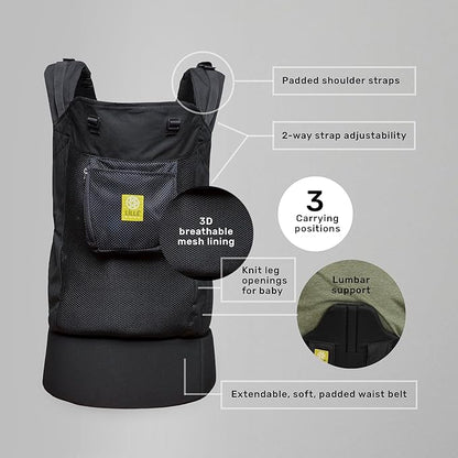 LÍLLÉbaby 3-in-1 Ergonomic CarryOn Airflow Toddler Carrier with Lumbar Support & Breathable Mesh Lining (25-60 lbs), Supportive & Comfortable, Multi-Position Carrying for Hiking & Travel (Black)