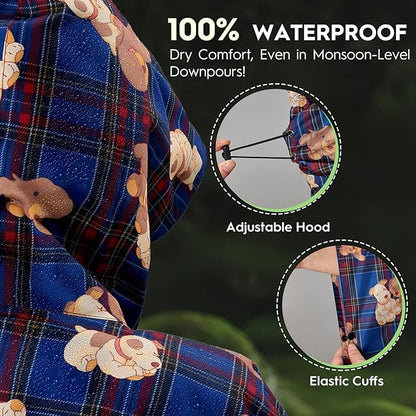 Bruvoalon 3-in-1 Rain Poncho with 1/4 Zip & Chest Pocket, Waterproof, Sunshade, Ground Mat for Adults & Youth Emergency