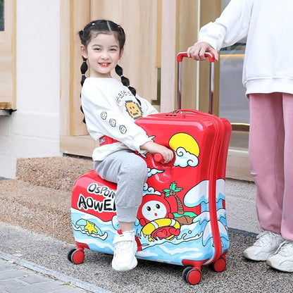 Kids' Lightweight Ride on Luggage with Spinner Wheels & Foldabe Design (Red, 20"+ Aged 1-3 Toddler),Children Holiday Birthday Gift