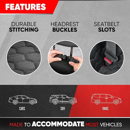 Motor Trend Dog Car Seat Cover for Back Seat - Waterproof Non-Slip Scratch-Resistant Back Seat Pet Cover for Dogs - Universal Fit Dog Accessories for Cars, Trucks, SUV, & Vans - Black