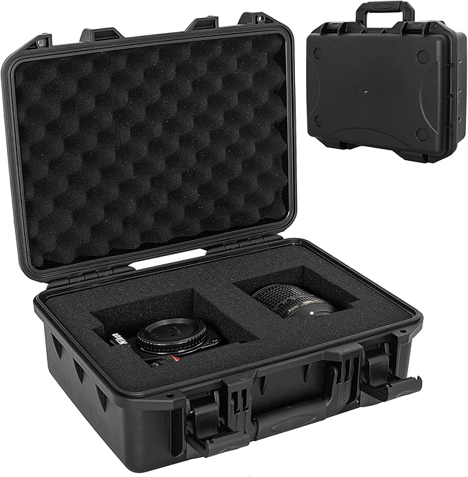 Hard Case with IP67 Waterproof Shockproof Tool Box for Microphone, Drones, Camera, Equipments, Portable Storage Case, 14 x 10.6 x 6.3 Inch