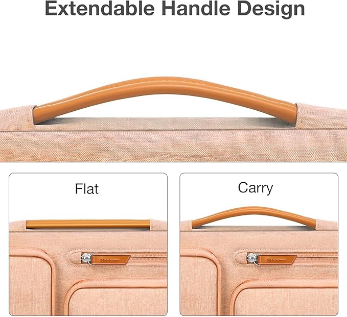 MOSISO 360 Protective Laptop Case 13.3 inch, 13-13.3 inch Laptop Sleeve Compatible with MacBook Air/Pro 13 / Pro 14,HP Dell Acer ASUS,Side Open Carrying Case with 4 Zipper Pockets&Handle, Peach Fuzz
