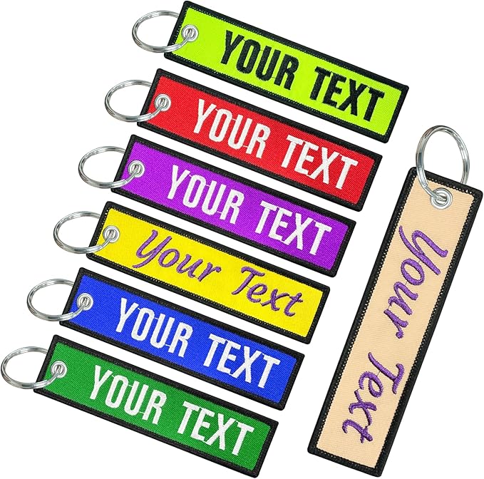 silkmilk Personalized Keychains, Double-sided Embroidered Customized Key Tags, Name Keyring Tags, Key Ring Accessories, Gifts for Men & Women