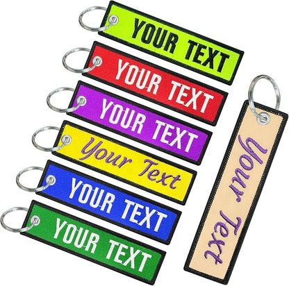 silkmilk Personalized Keychains, Double-sided Embroidered Customized Key Tags, Name Keyring Tags, Key Ring Accessories, Gifts for Men & Women