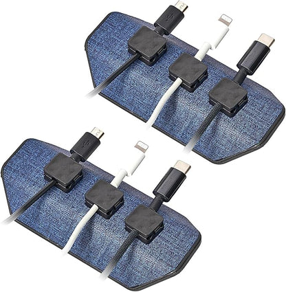 CHARGEWORX Magnetic Cable Organizer – 2 Pack- Weighted Non-Adhesive Cord Holder with 3 Magnetic Clips for USB-C, Lightning & MagSafe Cables – Desk, Office & Nightstand Cable Management
