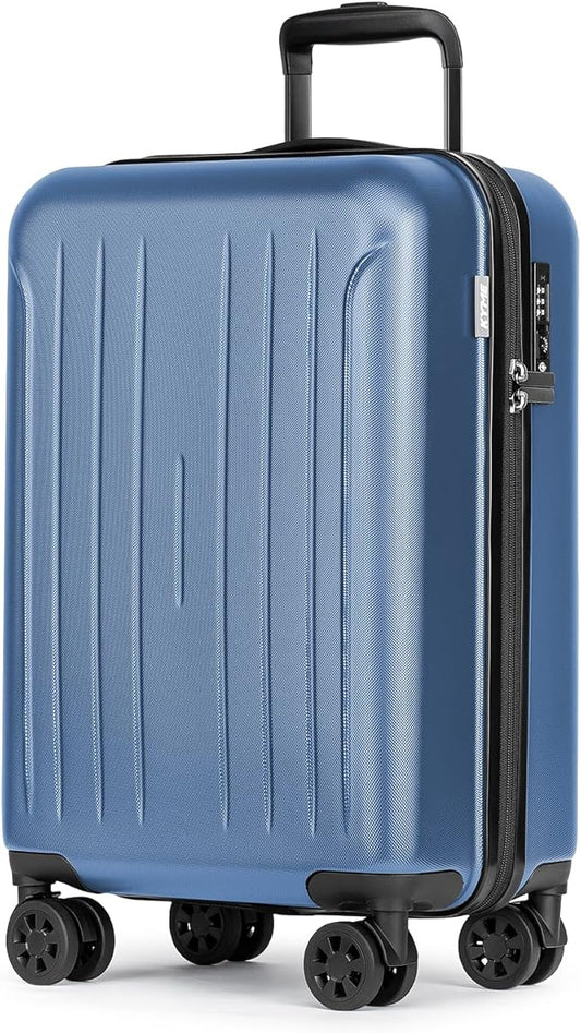 KYME Carry on luggage 22x14x9 Airline Approved Suitcase Hardshell With Double Spinner Wheels, PC+ABS TSA Lock Travel Luggage (Royalblue, 20" Carry On)