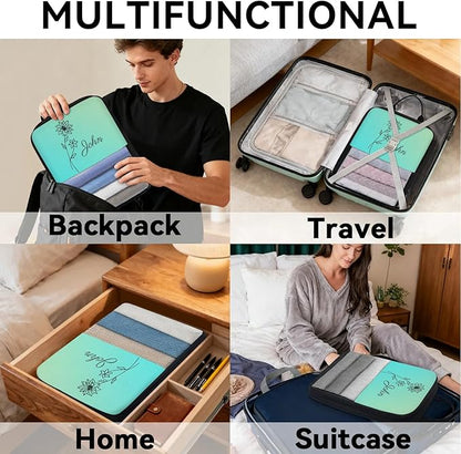 Custom 6 Set Compression Packing Cubes with Name Personalized Compressible Expandable Packing Organizers Luggage Carry On Suitcase Bags Travel Accessories Gifts, December Flower