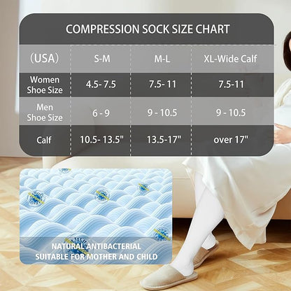 LEVSOX Thick Cotton Compression Socks for Women&Men 20-30mmHg Knee High Cute Support Sock for Nurses, Pregnancy, Travel
