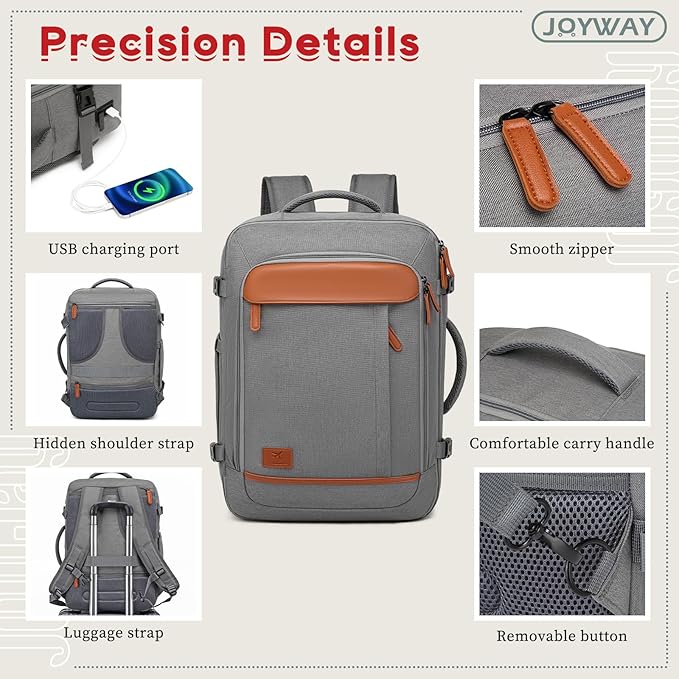 Joyway Expandable Luggage Sets 5 Piece, Lightweight Hard Shell Travel Suitcase Set with Spinner Wheels and TSA Lock (5 piece set，Grey)