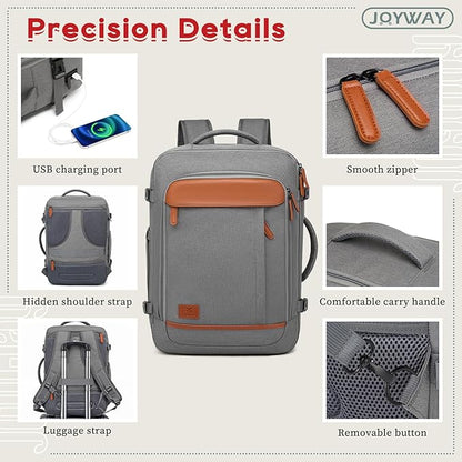 Joyway Expandable Luggage Sets 5 Piece, Lightweight Hard Shell Travel Suitcase Set with Spinner Wheels and TSA Lock (5 piece set，Grey)