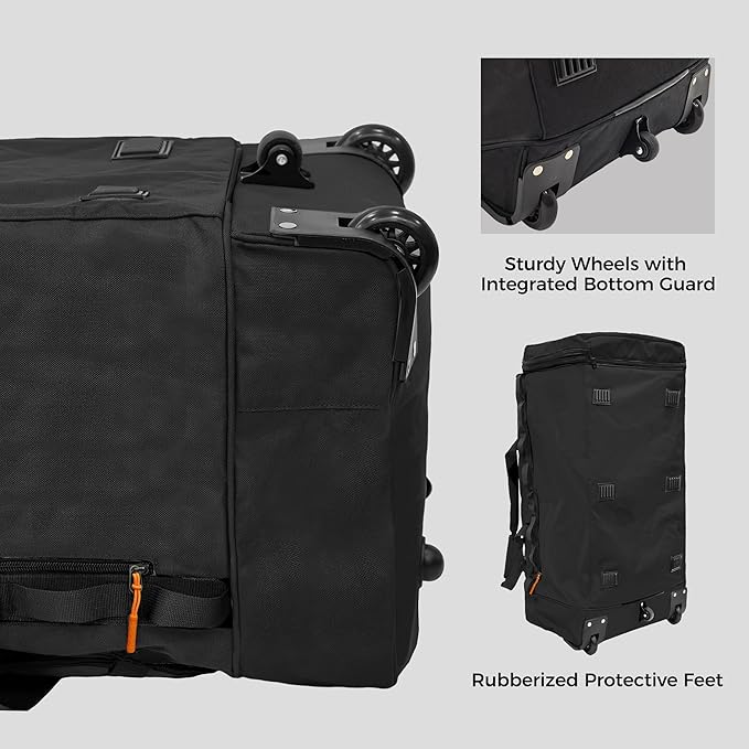 Rolling Duffel Bag with 3 Wheels, 110L-120L Expandable Foldable Travel Duffel, 28" No-Sag Design Waterproof Carry On Luggage, Lightweight Weekender Bag for Men Women, Camping/Cargo/Air Travel