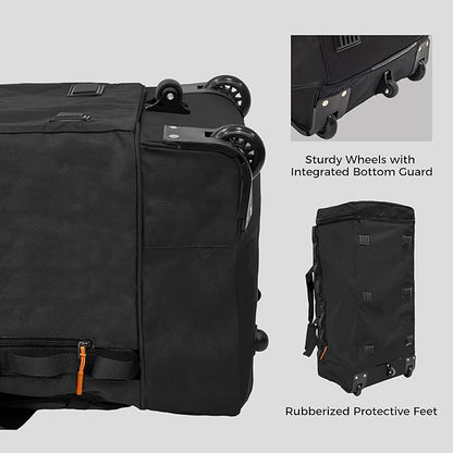Rolling Duffel Bag with 3 Wheels, 110L-120L Expandable Foldable Travel Duffel, 28" No-Sag Design Waterproof Carry On Luggage, Lightweight Weekender Bag for Men Women, Camping/Cargo/Air Travel