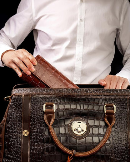 MR.OKAY 2 Watch Travel Case- Classic Leather Watch Case With Superb Texture.(Portable Watch Roll Or Organizer For Storage And Display).Festival Gift For Men, All Handcrafted By Artisans.