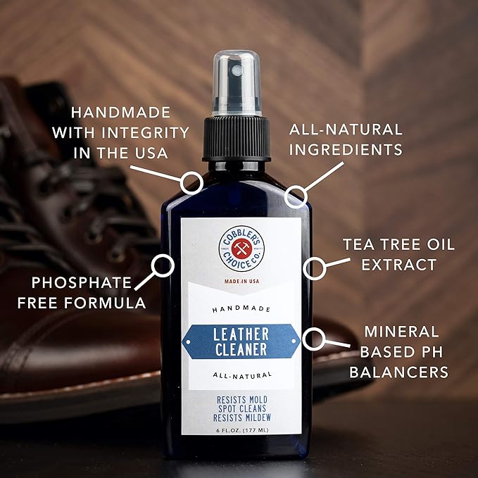 Cobbler's Choice Co. Finest Quality Leather Cleaner 100% Natural - Designed to Fight Fresh Stains, Dirt, & Build-Up - Easy Spray Application