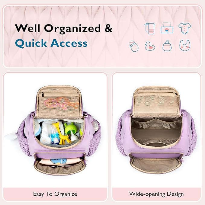 mommore Small Diaper Bag Diaper Backpack Stylish Toddler Baby Mini Maternity Bags Travel Backpacks with Insulated Pockets, Changing Pad, Stroller Straps