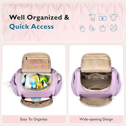 mommore Small Diaper Bag Diaper Backpack Stylish Toddler Baby Mini Maternity Bags Travel Backpacks with Insulated Pockets, Changing Pad, Stroller Straps