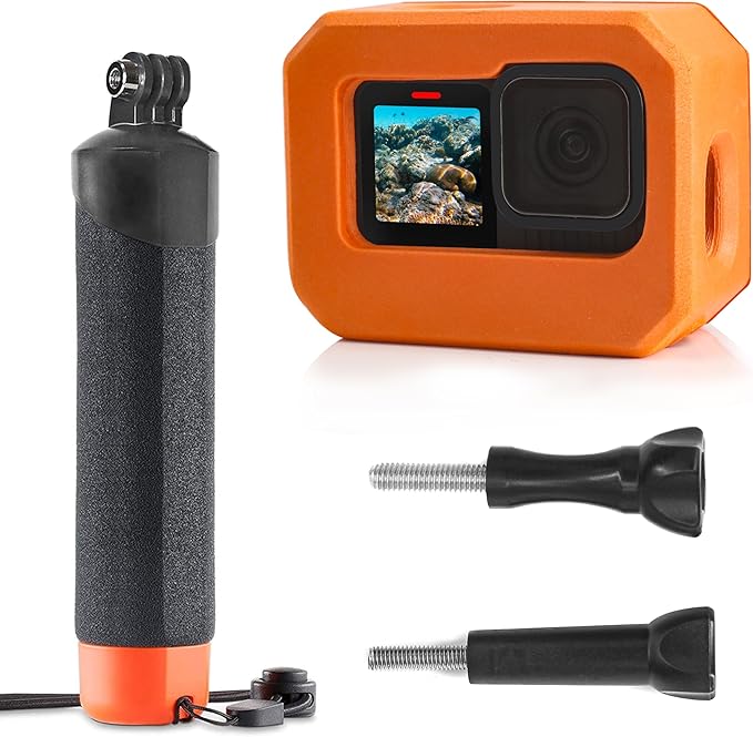 FitStill Floaty Soft Foam Case&Floating Hand Grip Stick Set for Go Pro Hero 13/12/11/10/9 Black,Snorkeling Surfing,Wakeboarding Protective Cage housing Shell Cover Action Camera Accessories Kit