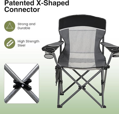 HIGH POINT SPORTS Oversized Portable Mesh Camping Folding Chair