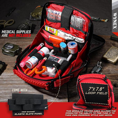 WYNEX Tactical Molle Admin Pouch, Utility EDC Pouch Organizer Modular Tool Pouch of Double Layer Design Medical EMT Attachment Bag Large Capacity with Elastic Webbing Insert Panel