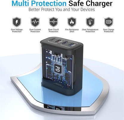 40W USB C Charger Block, 2-Pack, 4 USBC Ports, Type C Wall Plug USB-C Fast Charging, iPhone Charger Adapter Box Cube for iPhone 17,17 Pro, 17 Pro Max,16, 15, 14, 13, 12, Samsung Phone-Black