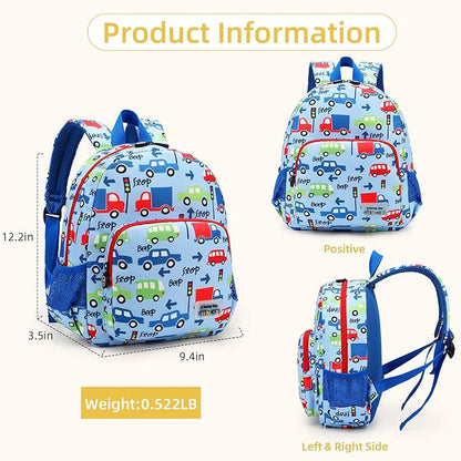 willikiva 3D Dinosaur Backpack Toddler Backpacks for Boys and Girls Kids Backpack Waterproof Preschool Safety Harness Leash (Blue Bus)