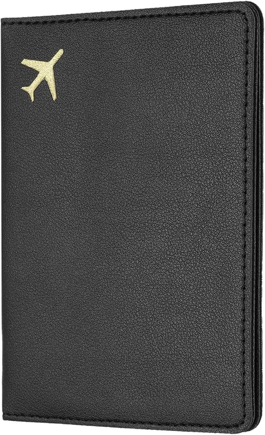 uxcell Passport Cover Holder, Waterproof PU Leather Passport Cover Card Protector Sleeve for Women & Men Document Organizer Travel Accessories for Anniversary Wedding Gift, Black