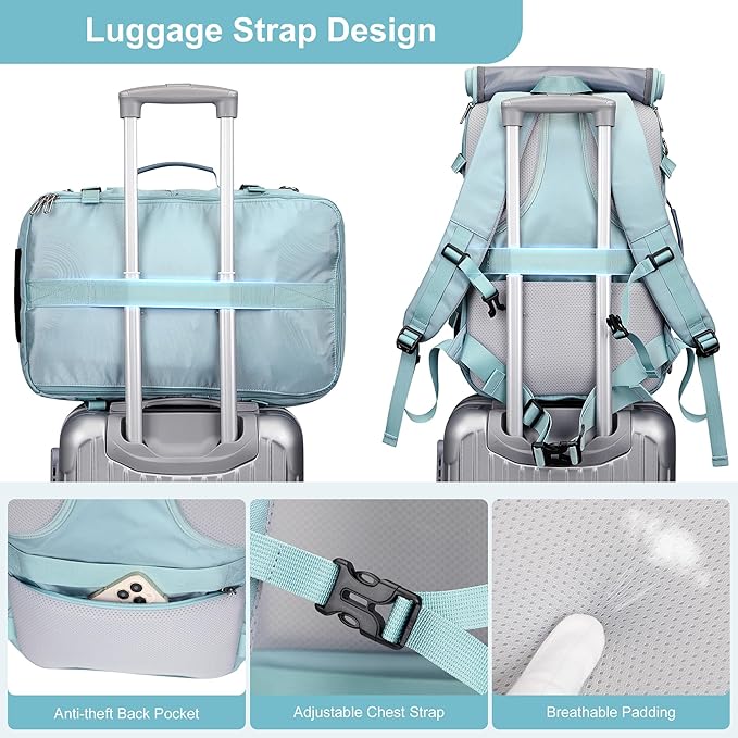 PIJUSHI Travel Backpack for Women Carry on Duffle Bag Backpack For Airplanes Luggage Rucksack with Shoe Compartment(PE048 Blue)