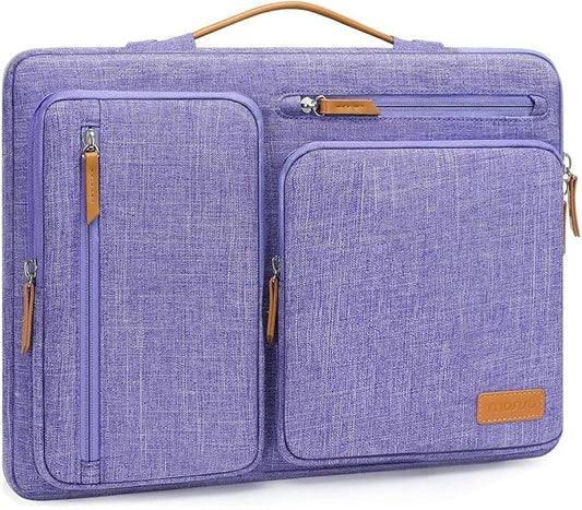 MOSISO 360 Protective Laptop Case 13.3 inch, 13-13.3 inch Laptop Sleeve Compatible with MacBook Air/Pro 13 / Pro 14,HP Dell Acer ASUS,Side Open Carrying Case with 4 Zipper Pockets&Handle, Purple