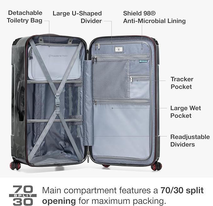 Traveler's Choice Maxporter II 30" Hardside Spinner Trunk Luggage, TSA Lock, Gray Camo