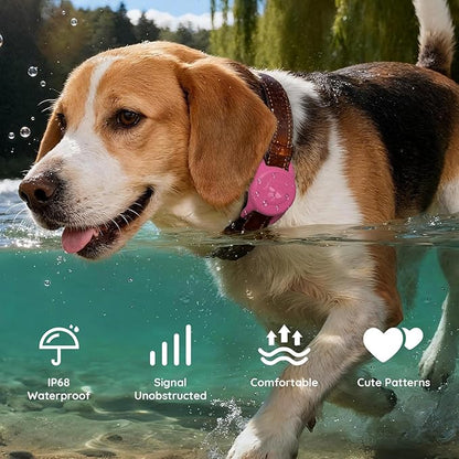 for AirTag Dog Collar Holder, Dog Air Tag Holder, IP68-Waterproof | Lightweight Silicone | Anti-Lost | Ultra-Durable | Compatible with Apple AirTags (Rose Red)